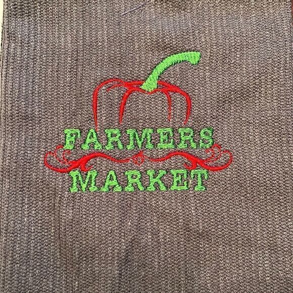 Set of 2 (18” by 16”) Custom Gray and White Farmer’s Market3 Embroidered Barmops - Picture 4 of 6